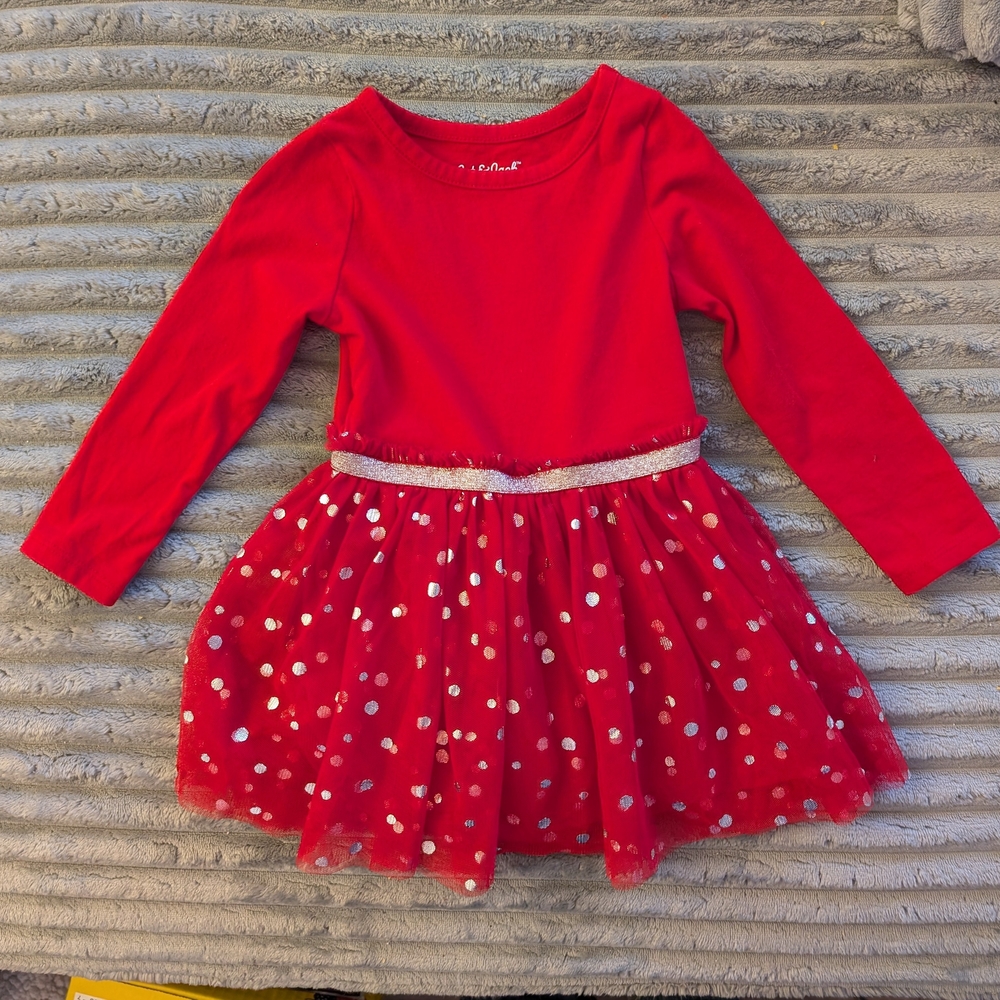 Cat & Jack Red Dress with Silver Dots